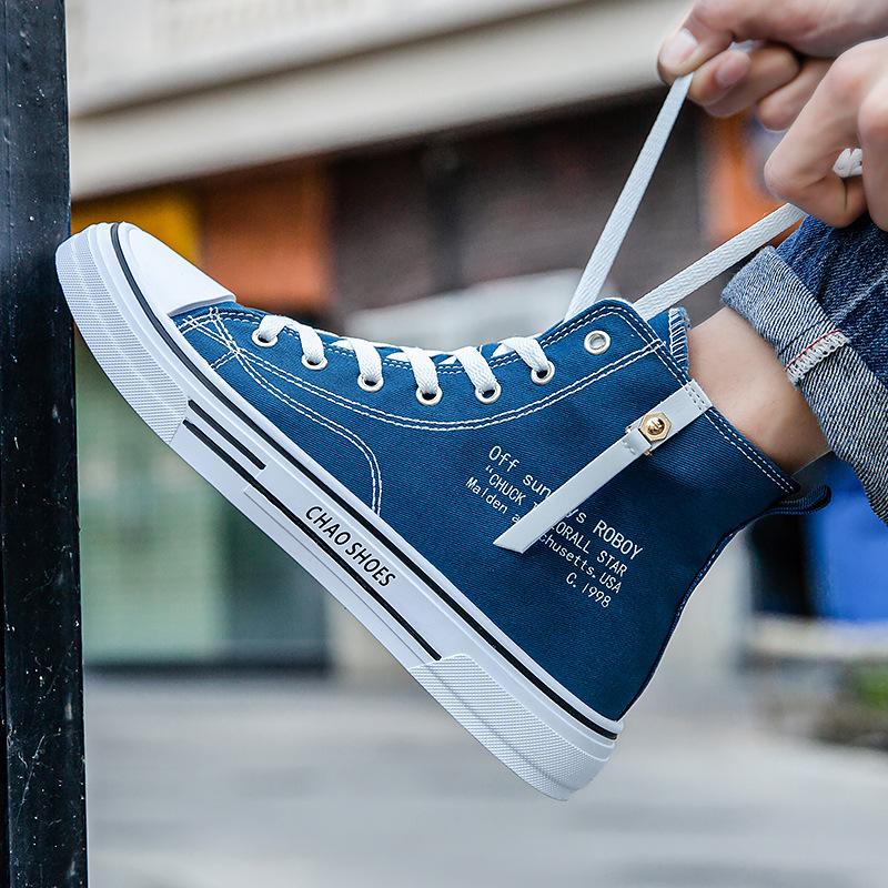 Трендовая парусиновая обувь с высоким берцем, мужская повседневная крутая модная обувь в уличном стиле, кроссовки в стиле хип-хоп для подростков