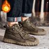 38-46 Модные зимние ботинки для мужчин, плюшевые кожаные ботинки с ручным швом, высокие походные ботинки, нескользящие, теплые, мужские ботинки, большие