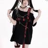 Футболки Harajuku, женский топ с перекрестной цепочкой, свободные модные футболки с открытыми плечами, лоскутная футболка Y2k, эстетическая футболка в стиле гранж