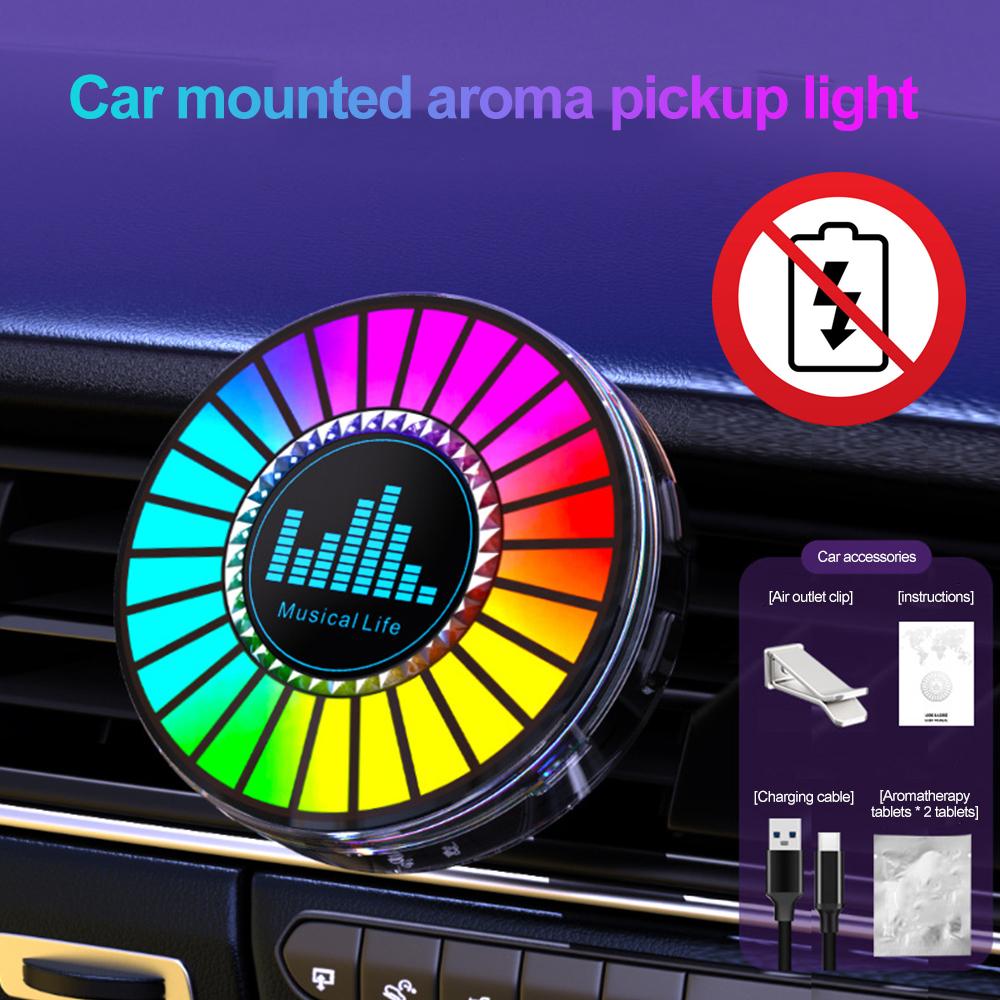 Car Ambient Lamp Smart Rgb 26 Colorfor Led Lights 3D Sound Control Music Rhythm Lights Air Freshener for Car Creative Decora