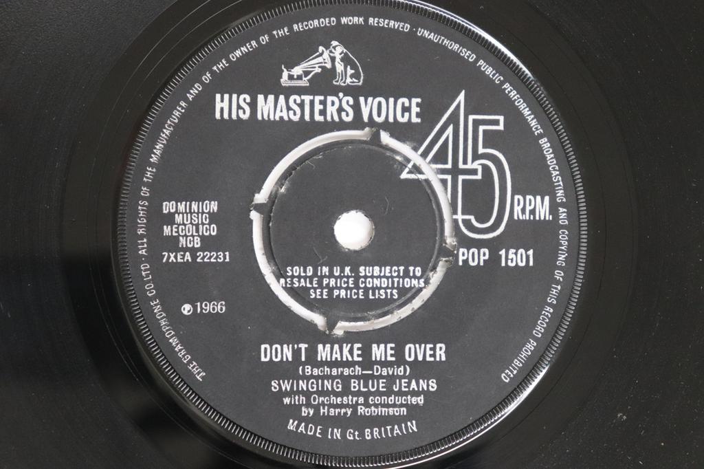 7-дюймовая пластинка SWINGING BLUE JEANS Dont Make Me Over POP1501 His Masters Vo 1966 UK Rock Б/у