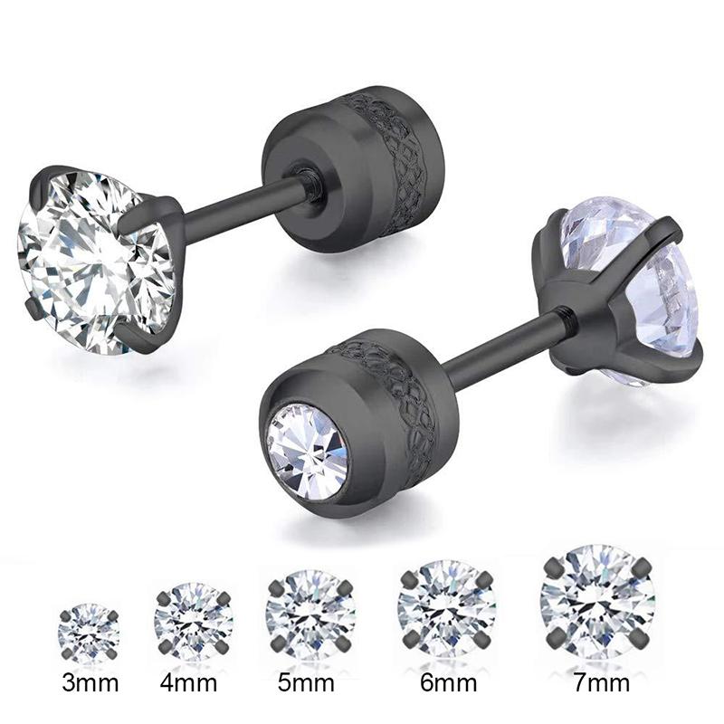 1 шт., корейские серьги из нержавеющей стали с двойным кристаллом циркония для женщин, серьги-гвоздики с винтами, антиаллергические украшения для тела