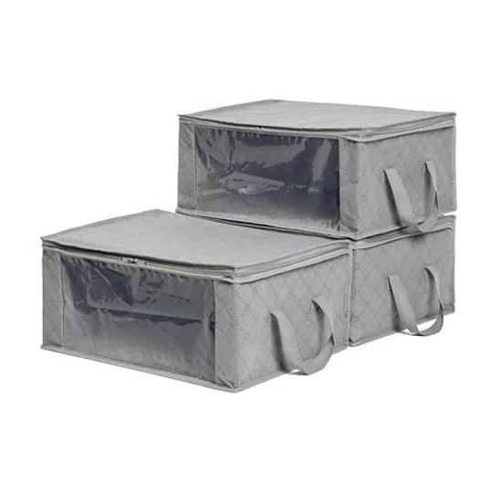 Basics Clothing Storage Case Box Folding Non-woven Fabric Gray L Size 3 Piece Set