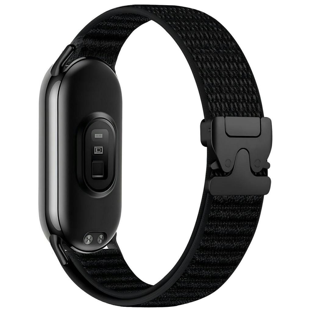 Nylon Watch Band for Xiaomi Smart Band 10 / 9 / 8 Parachute Buckle Woven Wrist Strap with Stainless Steel Connector