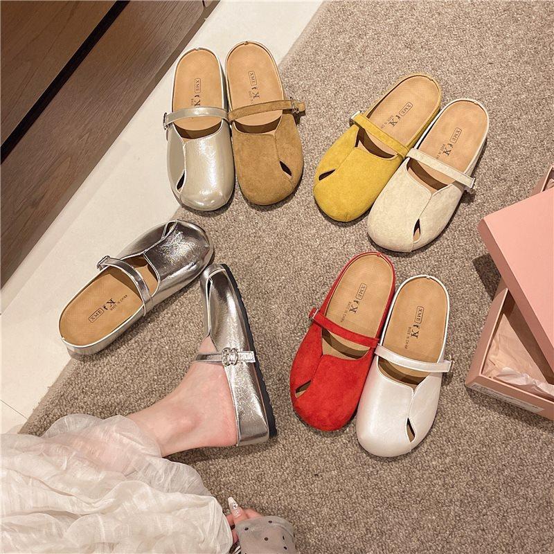 Inner Heightening Bag Head Half Slippers Women'S Summer Outer Wear French Retro Versatile Sandals One Pedal Lazy Shoes