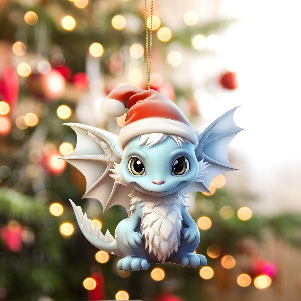 Vibrant Acrylic Christmas Decorations Cartoon Dinosaur Car Hangers For Unique Holiday Decor