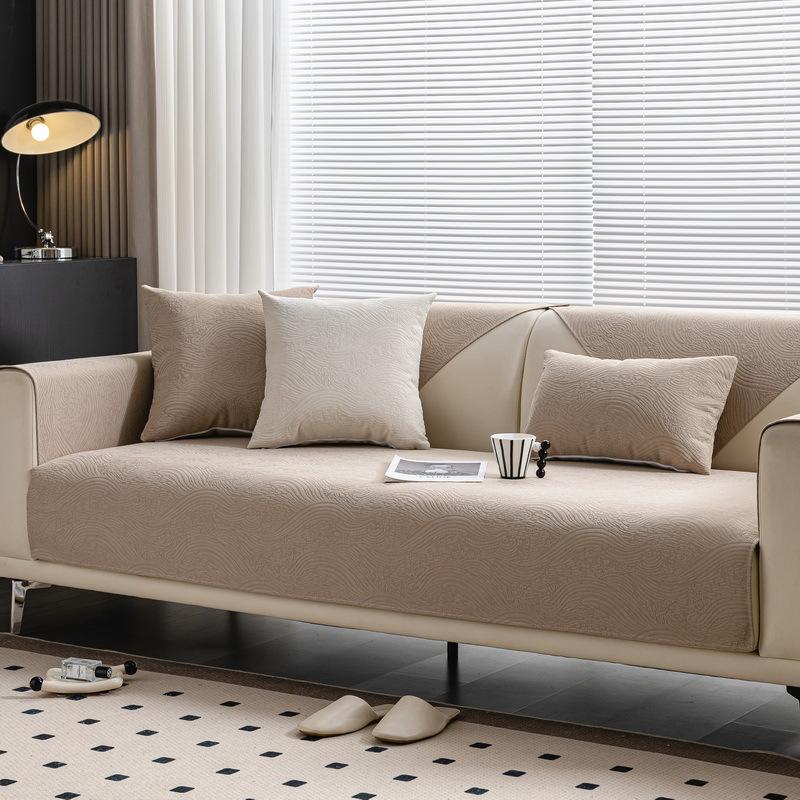 Modern Simple Modern Sofa Cushion Chenier Universal Solid Color For All Seasons, High-End Non-Slip Seat Cushion Cover Towel, Anti-Cat Scratch