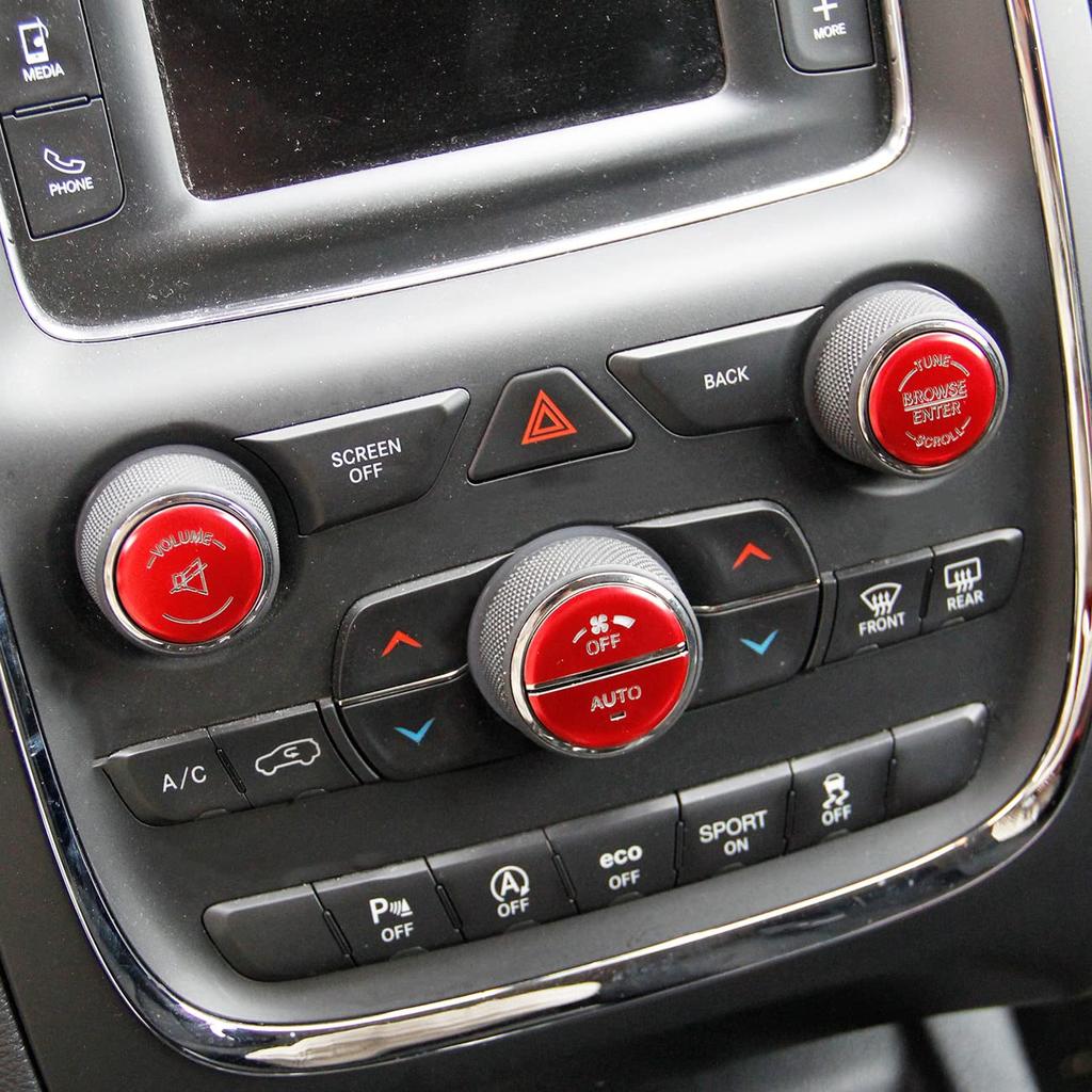 Aluminum Alloy Air Conditioner Switch CD Button Pervious Light Patch Cover for 14-20 Dodge Durango 15-22 Dodge Charger Challenger Chrysler 300 for