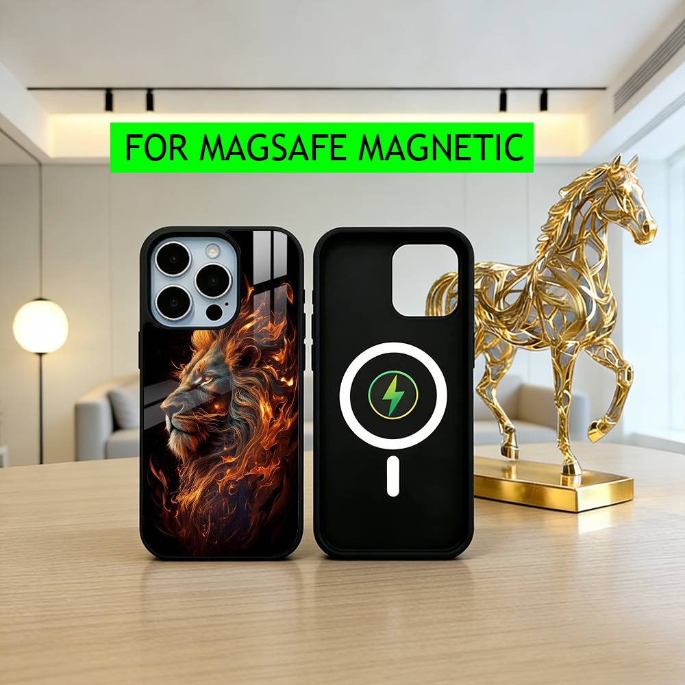 Чехол для телефона L-Lion с узором P для iPhone 17, 16, 15, 14, 13, 12, 11 Plus, Pro, магнитный с беспроводной зарядкой Magsafe
