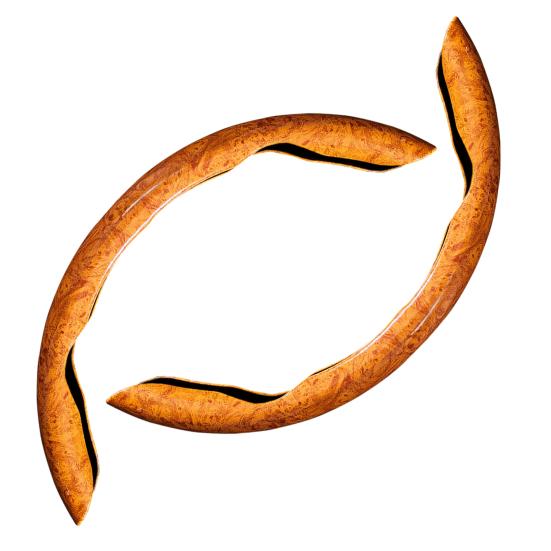 2Pcs Wood Grain Steering Wheel Cover Anti-Slip Odorless Heat-Resistant Universal Fit Faux Leather Car Steering Wheel Sleeves