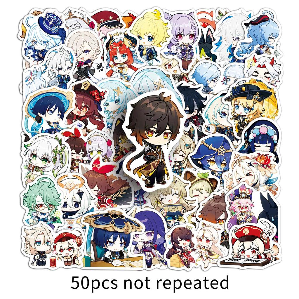 50 Q Version of Genshin Impact Graffiti Stickers Cartoon Cute Game Guka Decorative Laptop DIY Creative Stickers