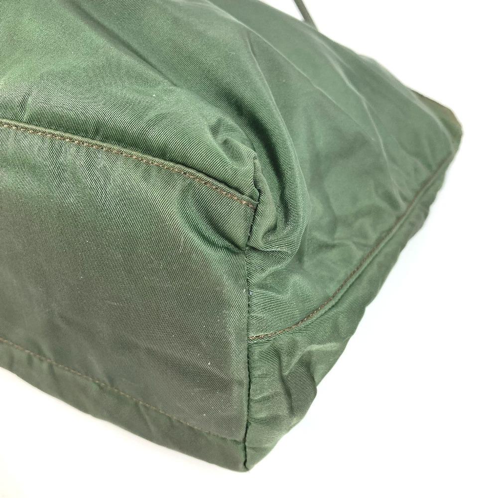 PRADA triangle logo plate Bag Tote Bag Shoulder Bag Nylon khaki