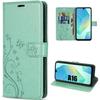 Case for Samsung Galaxy A16 5G/4G - BOOLING - Anti-Scratch Synthetic Leather Floral Butterfly Pattern - Green