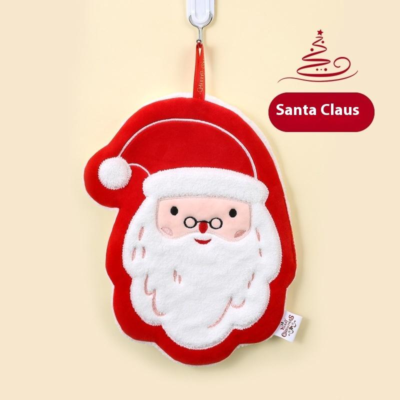 Cute Christmas Cleaning Towel Coral Velvet Hand Towel Snowman Bathroom Hanging Absorbent Dishcloth Soft Cleaning Cloth Rag
