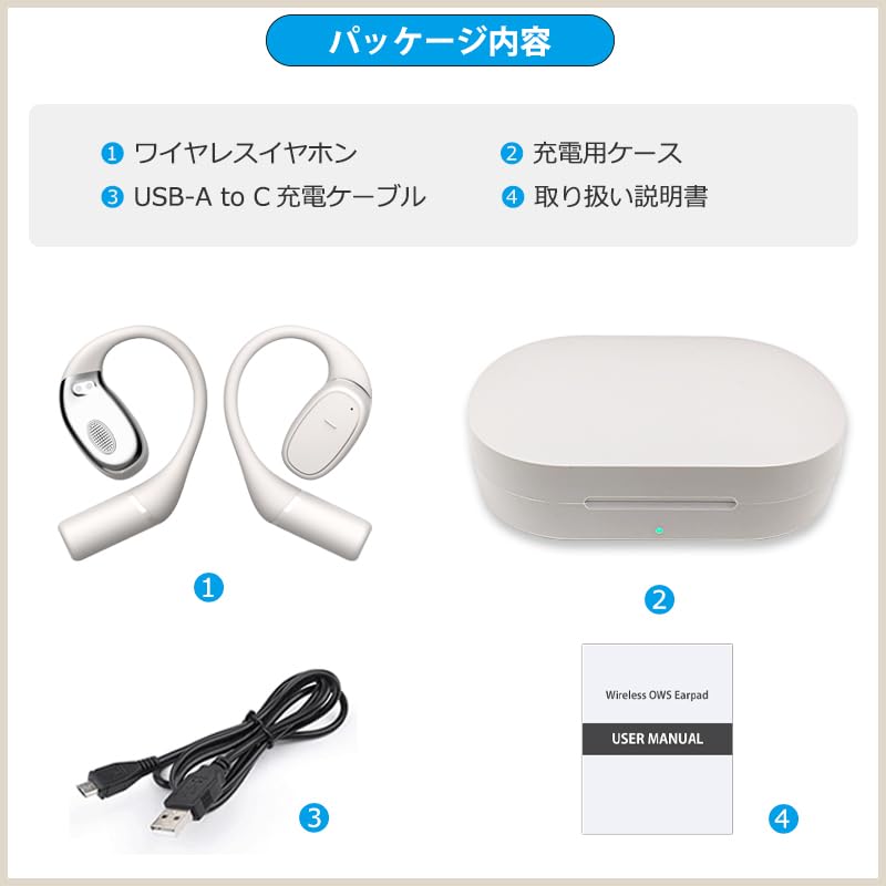 Wireless Bluetooth OWS Air IPX5 Noise Touch Open Bluetooth Remaining Capacity Up To 28 Hours of Continuous Sound Beige Earphones, Earphones,