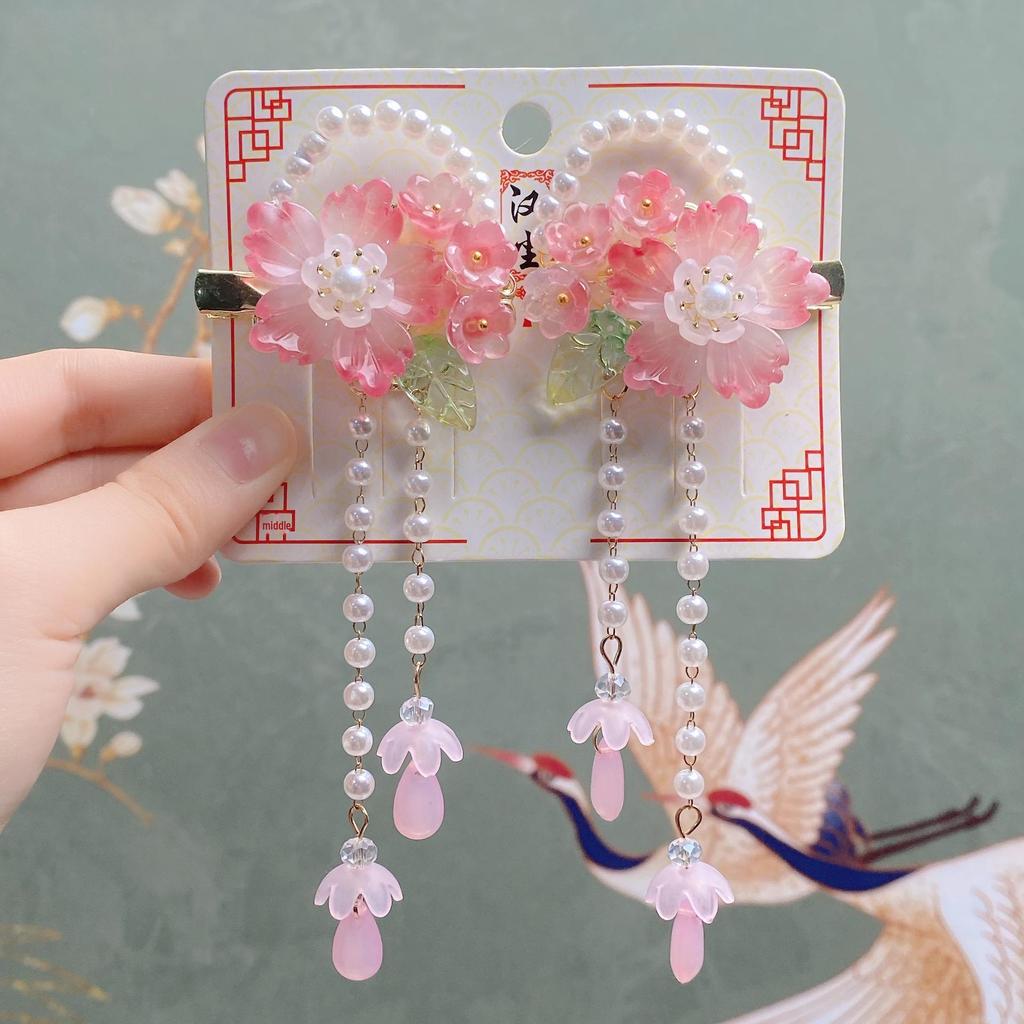 Hanchen Children's Hanfu Flower Tassel Hairpin - Ancient Style Girls' Hair Accessories