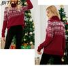 BITCED Autumn/Winter Jacquard Pullover Red Turtleneck Christmas Sweater Snowflake Knit Base Layer