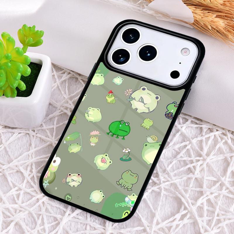 Милый Чехол-Грибок с Лягушкой для iPhone 17 Air 16 15 11 12 14 13 Pro Max Ударопрочный Чехол