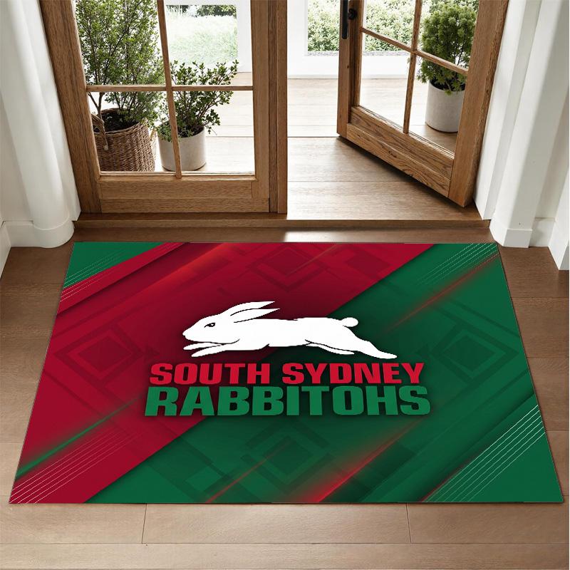 South Sydney Rabbitohs Design Crystal Velvet Rug Soft Decorative Mat for Bedroom Entrance