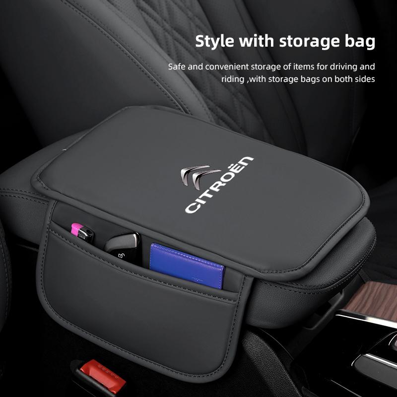 Car Armrest Box Protector Cover Height Increase Pad Storage Bag For Citroen C4 C3 C5 C5X e-C4 X e-C3 C-Elysee Berlingo C1 C6 C2 akh256