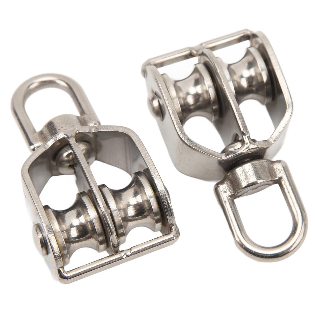 2 шт. Подъемный двойной блок шкива Сверхмощный ролик из нержавеющей стали M15 Канатный кран Подвесной 35 кг Грузоподъемность