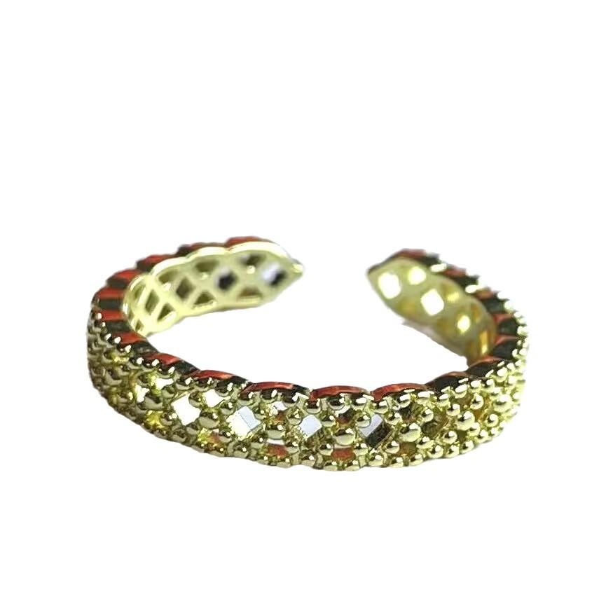 Богатое цветочное золото кружево полый открытый перстень мода французский тренд нишевый простой перстень легкий роскошный стиль универсальное кольцо