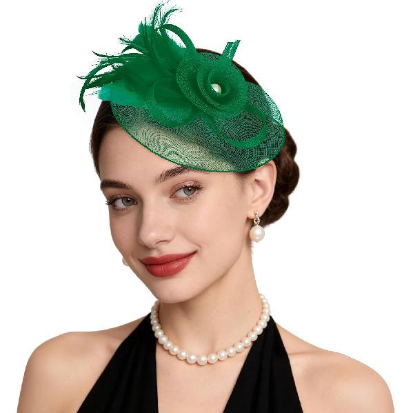 Шляпки-fascinator для женщин Шляпа для чаепития Перье Жемчуг Сетка Винтажная повязка на голову Зажим для волос для коктейля Свадьбы Церкви