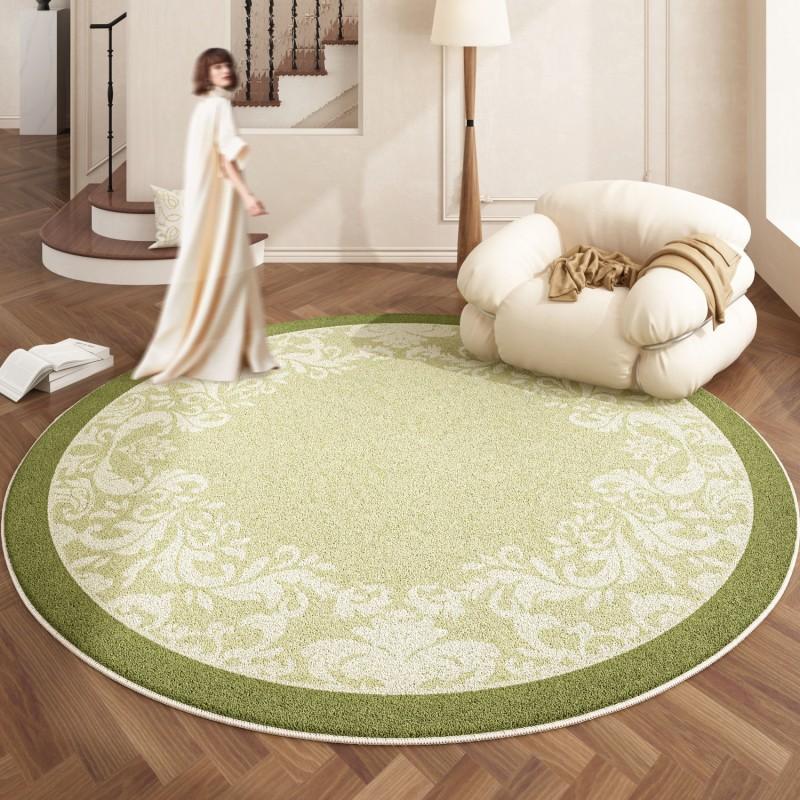 French Vintage Style Round Rug Soft Non-Slip Washable Floor Mat Acoustic Comfort Decor for Living Room Hallway Bedroom