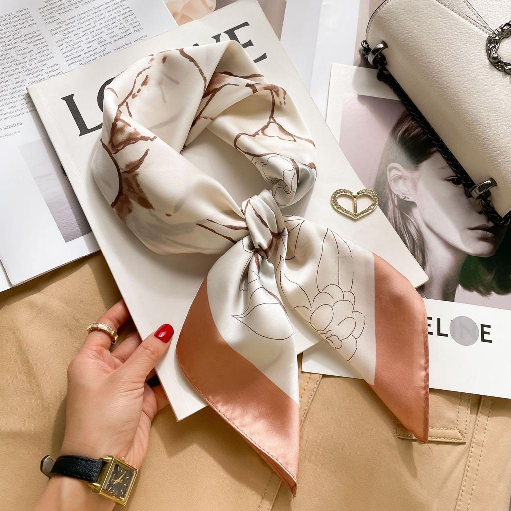 Spring And Summer Satin Long Scarf For Women Sunscreen Shawl Fashionable Beauty Scene Satin Long Scarf Versatile Travel Scarf