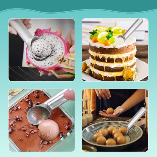 Liroyal Round Ice Cream Scoop, Ice Cream Spoon, Convenient Multi-Function for Restaurants, Cooking, and Commercial Use, Silver