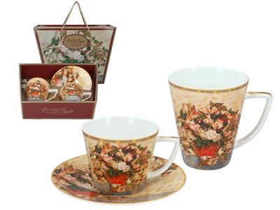 Carmani, Set for Two: Cup + Mug - VAN gogh/Vase with Roses