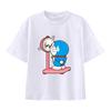 Pure Cotton Childrens Shortsleeved Tshirt for Summer Boys and Girls Halfsleeved Childrens Clothing with Doraemon Pattern