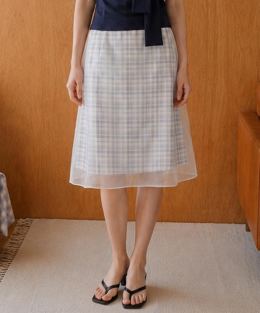 Top Girl Blur Check Midi Skirt_T611Bt770