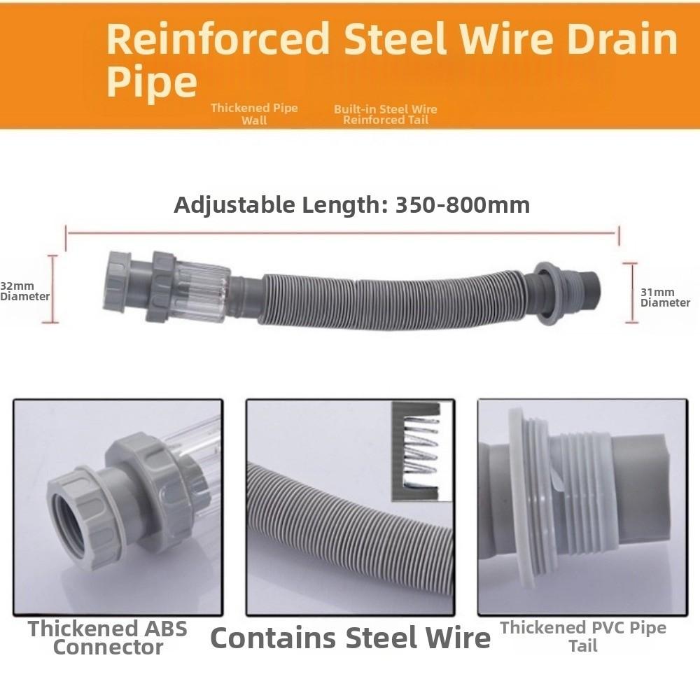 Расширяемая дренажная труба Пластиковый дренажный шланг Гибкая дренажная труба Раковина умывальника