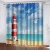 Готовые шторы дешевые 3D прибрежный маяк пейзаж мальчик девочка комната спальня окно декор гостиная шторы мода