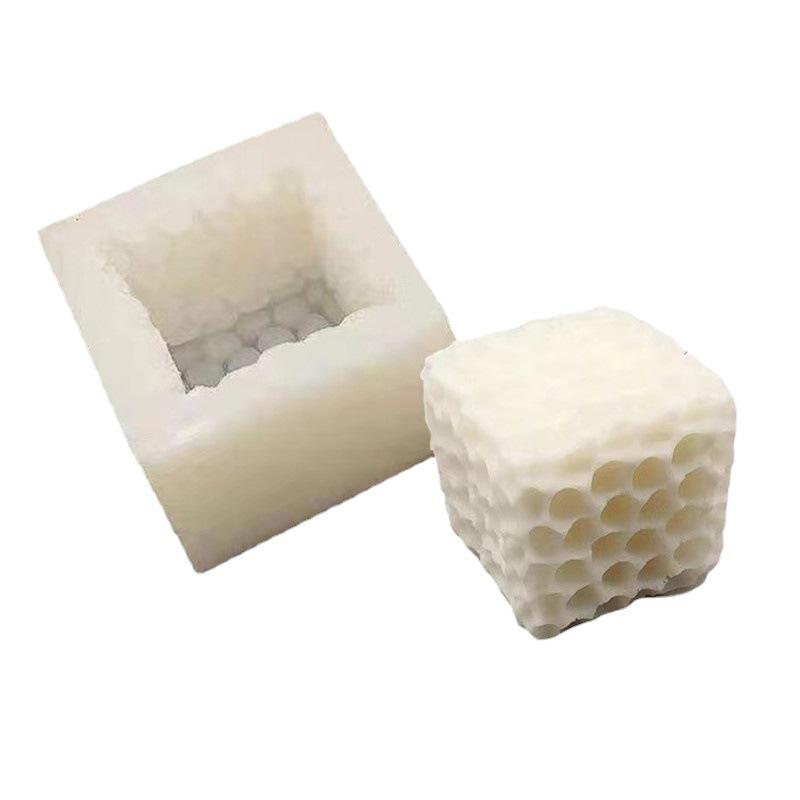 1Pc Cube Honeycomb Scented Candle Plaster Silicone Mold Food Grade Chocolate Mousse 3D Cube Shape Molds Wedding Gift Home Decoration