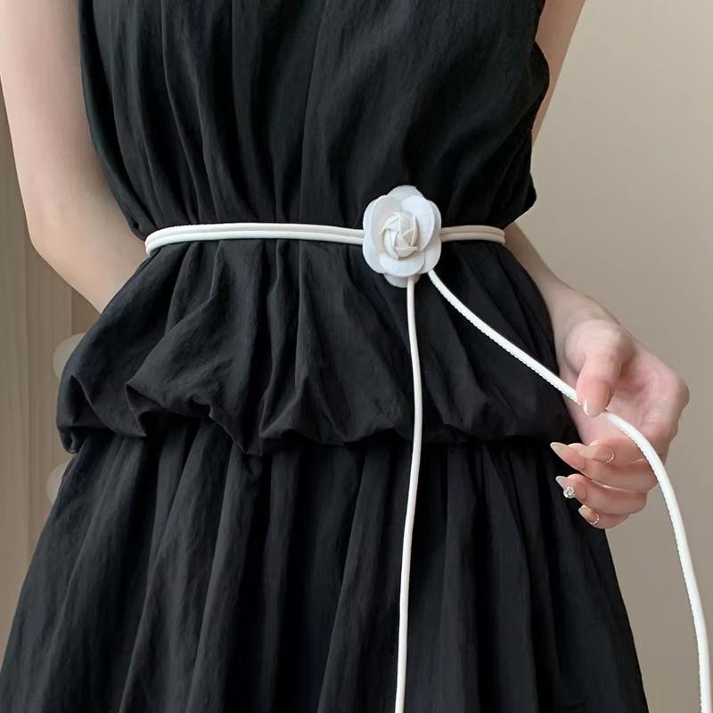 Камелия кожаный веревочный узел женский пояс длинный тонкий утягивающий пояс для женского платья юбка декоративные узкие ремни