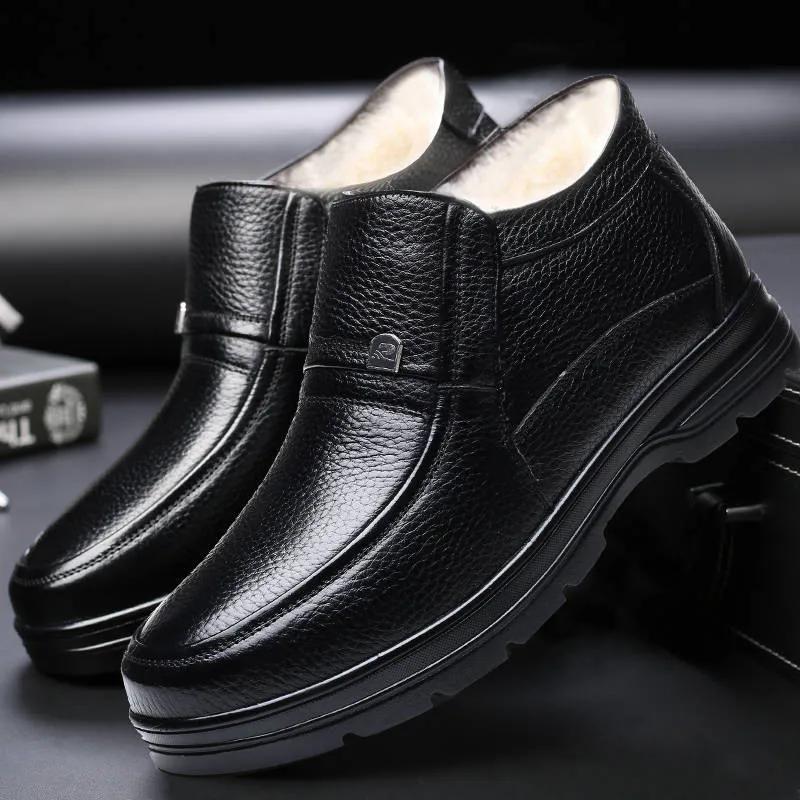 Fashion Fashion Men's Winter Snow Boots Waterproof Genuine Leather Sneakers Warm Non-Slip Shoes Black Chelsea Boots Male Ankle Booties