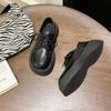 Small Leather Shoes Women's New Spring and Summer Student Big Head Retro Black Straps Thick Sole Heightening Single Shoes
