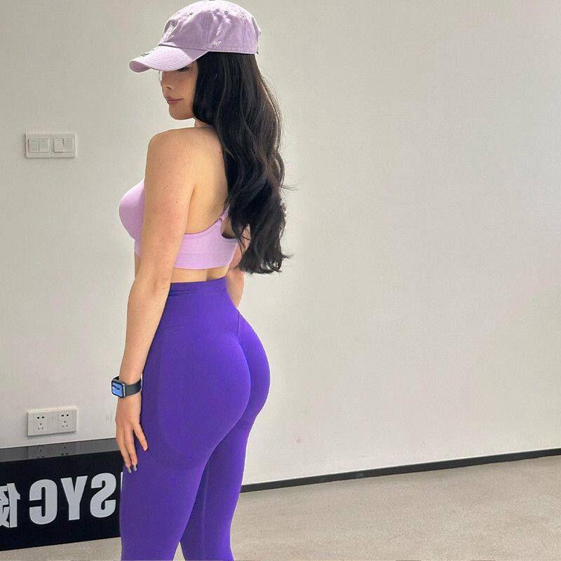 Pants European and American Style Seamless Tight-Fitting Butt-Lifting Fitness Pants for Women, Hip-Enhancing Outdoor Sports Long Pants