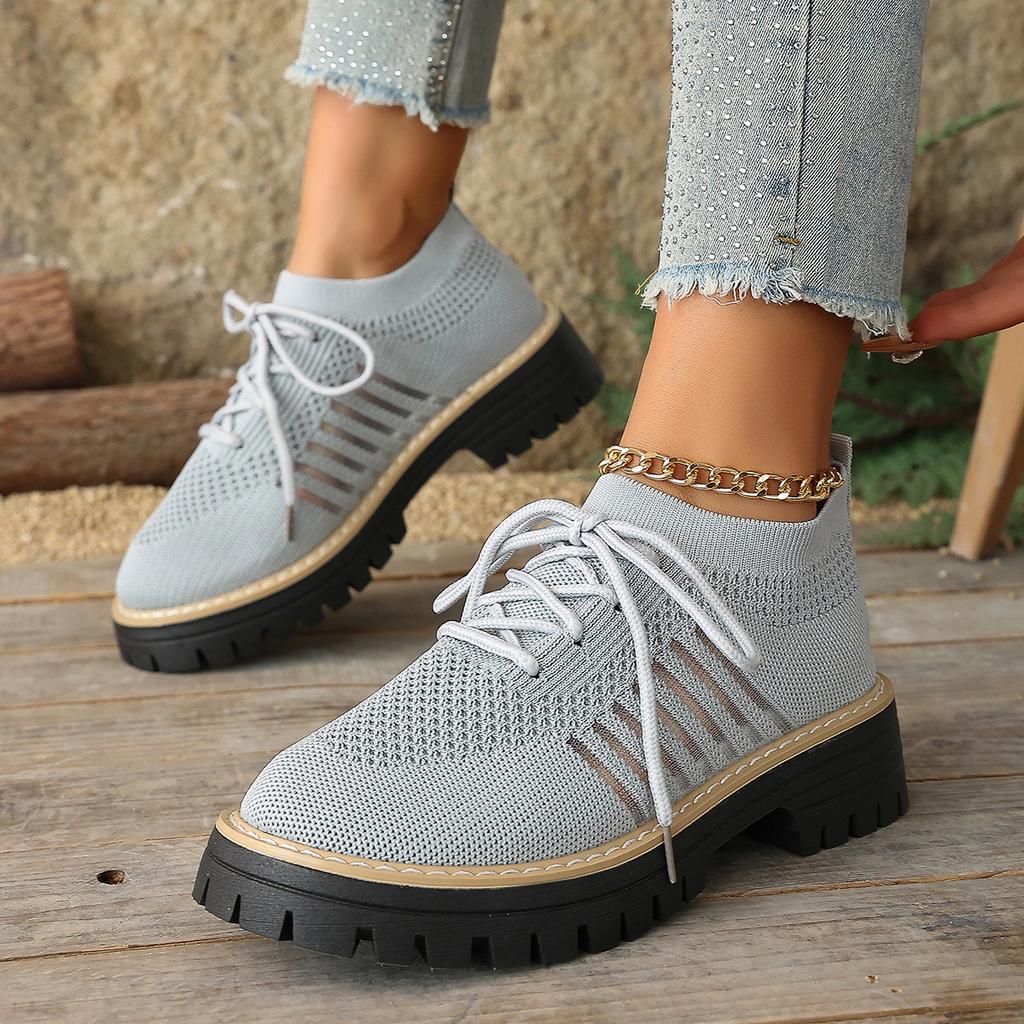 Plus Size Shoes for Women 36-43 Summer Spring 2026 Women Mesh Breathable Comfortable Lace Up Platform Flats Sneakers Women