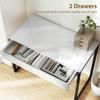 High Gloss Work Table, with Drawers - White