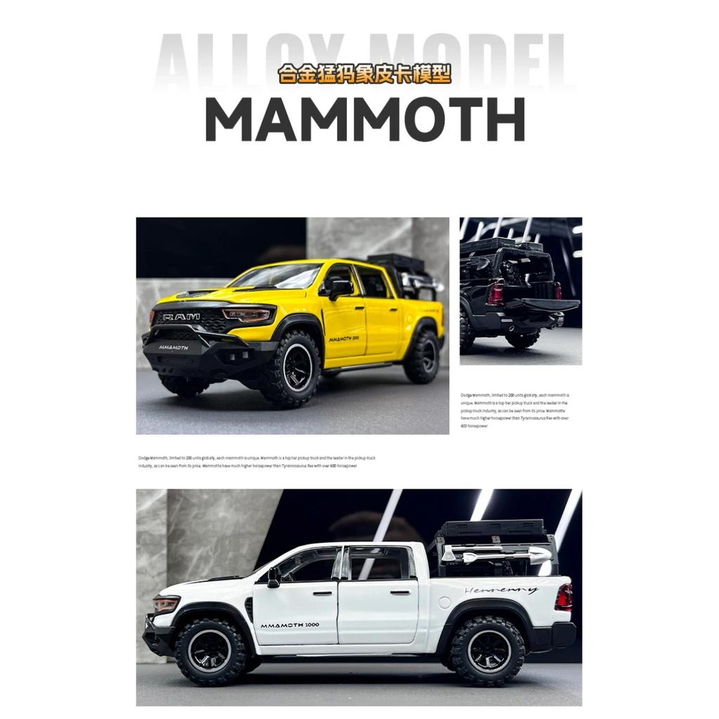 1/32 Ford RAM 1000 TRX Mammoth Picku Alloy Model Car Toy Diecasts Metal Casting Sound and Light Car Toys for Children Vehicle