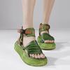 Женские сандалии из натуральной кожи на толстой подошве в стиле ретро, ​​модные удобные туфли на плоской платформе