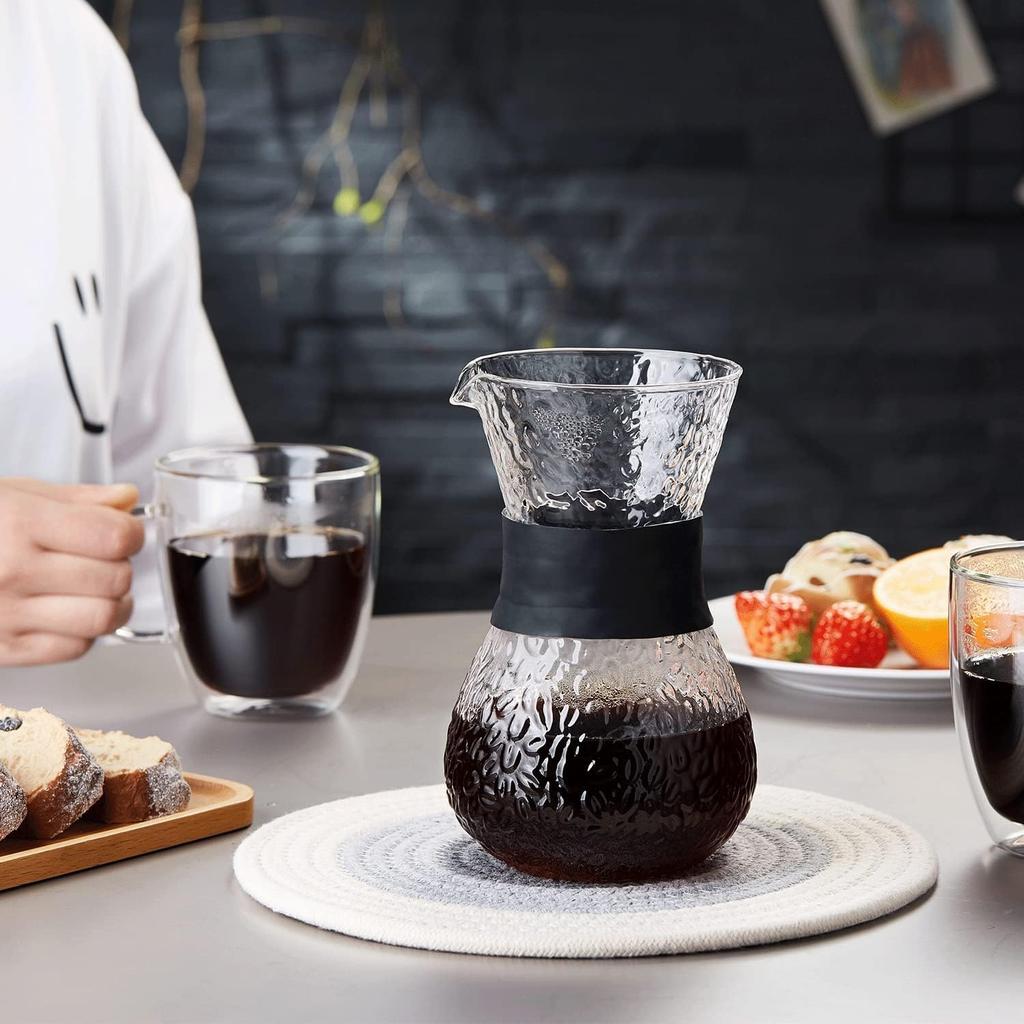 Чай Pokaro, термостойкий, безбумажный кофейный фильтр, стильный, капельный, многоразовый, из нержавеющей стали, двухслойный, стеклянный, ручной, капельный, микроволновая печь