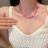 Французское ретро пастельное сердце чокер ожерелье, элегантное жемчужное сияние бусина любовь цепочка на ключицу, разноцветные феи-core украшения для женщин