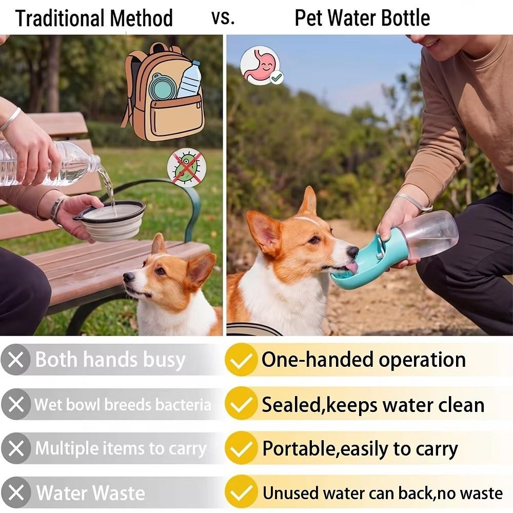 Leakproof Design Dog Water Bottle Drinking Bowl Leak Proof Water Dispenser  Outdoor Walking