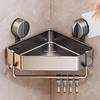 No Drilling Suction Cup Triangle Storage Rack Large Capacity Space Saving Wall Corner Shelf Strong Load-bearing Rustproof
