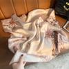 Spring New Fresh Flower Silk Crepe Satin Printed Silk Scarf Women's Fashion Versatile Mulberry Silk Small Square Scarf