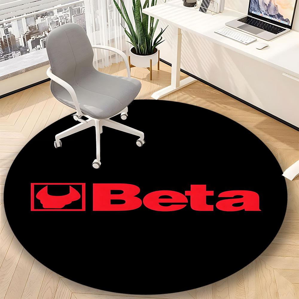 Beta Logo Round Rug – Non-Slip Round Floor Mat – Indoor Home Decor Rug